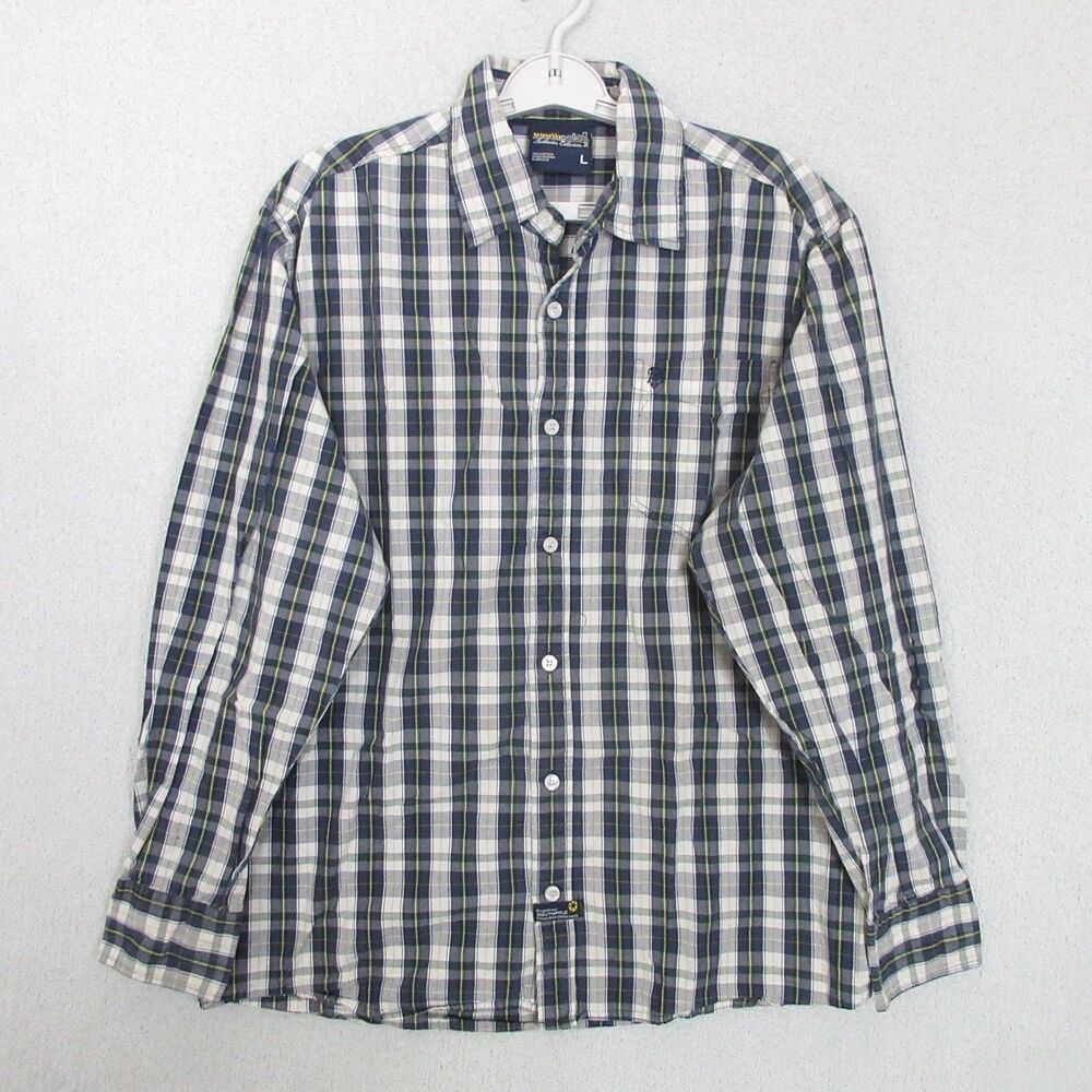 Southpole Hexagon Product‎ Shirt Mens L Plaid Long Sleeve Button Up Y2K